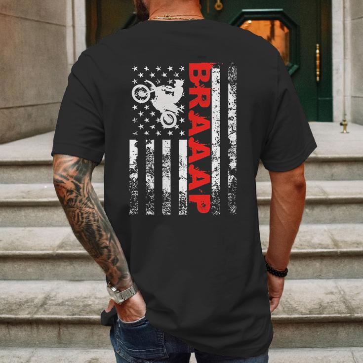 Braaap Vintage Usa American Flag Bike Mens Back Print T-shirt Gifts for Men