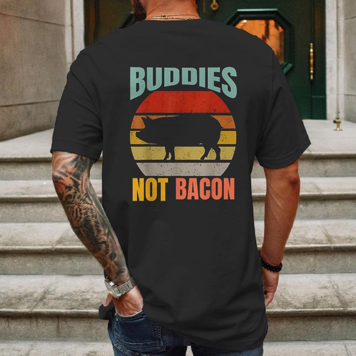 Buddies Not Bacon Cute Funny Pig Vegan Vintage Piggy Gift Mens Back Print T-shirt Gifts for Men