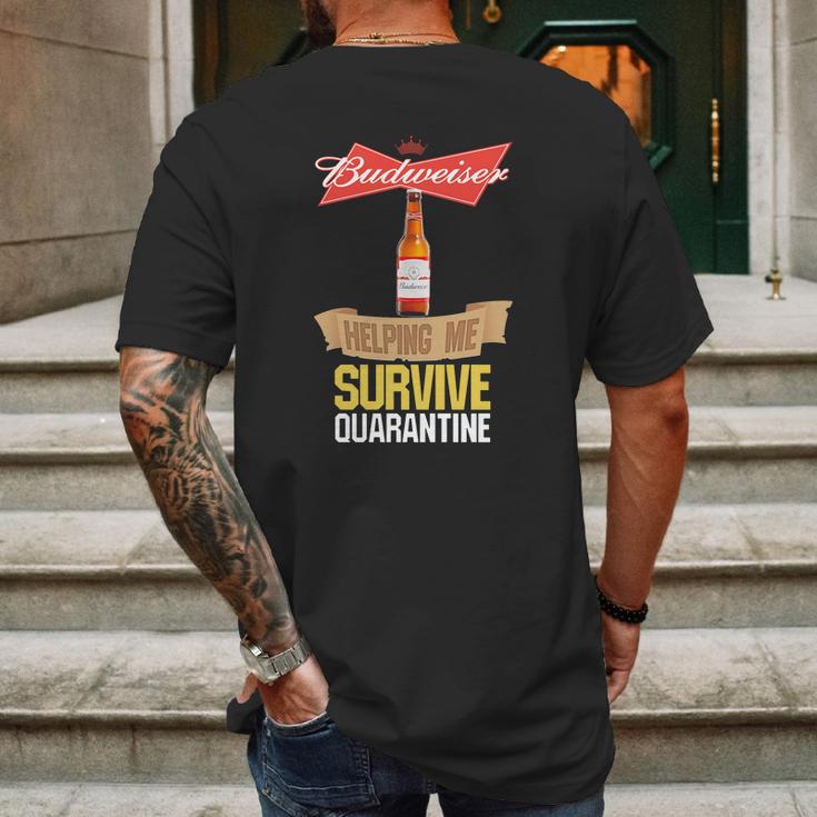 Budweiser Helping Me Survive Quarantine Mens Back Print T-shirt Gifts for Men