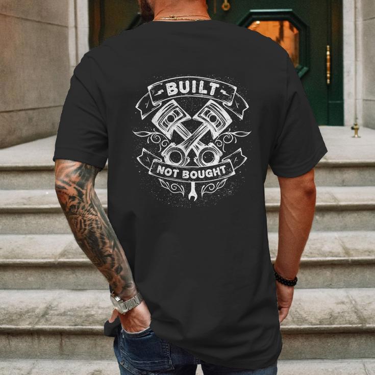 Built Not Bought Mechanic Pistons Custom Vintage Clothing Mens Back Print T-shirt Gifts for Men