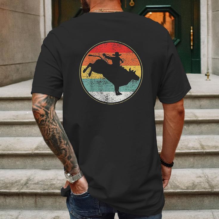 Bull Riding Rodeo Cowboy Vintage Mens Back Print T-shirt Gifts for Men