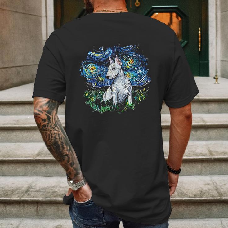 Bull Terrier Starry Night Impressionist Dog Art Mens Back Print T-shirt Gifts for Men