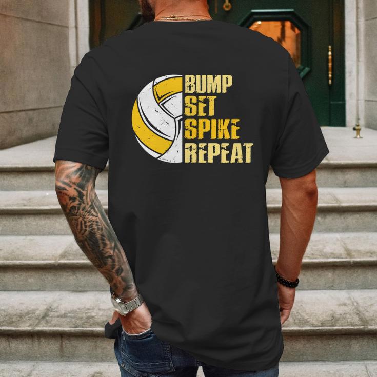 Bump Set Spike Repeat Volleyball Funny Graphic Design Printed Casual Daily Basic Mens Back Print T-shirt Gifts for Men