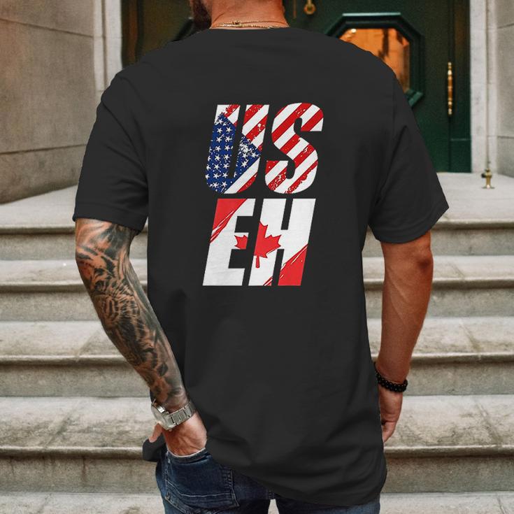 Canada Usa Flag Useh Canadian Flag Mens Back Print T-shirt Gifts for Men