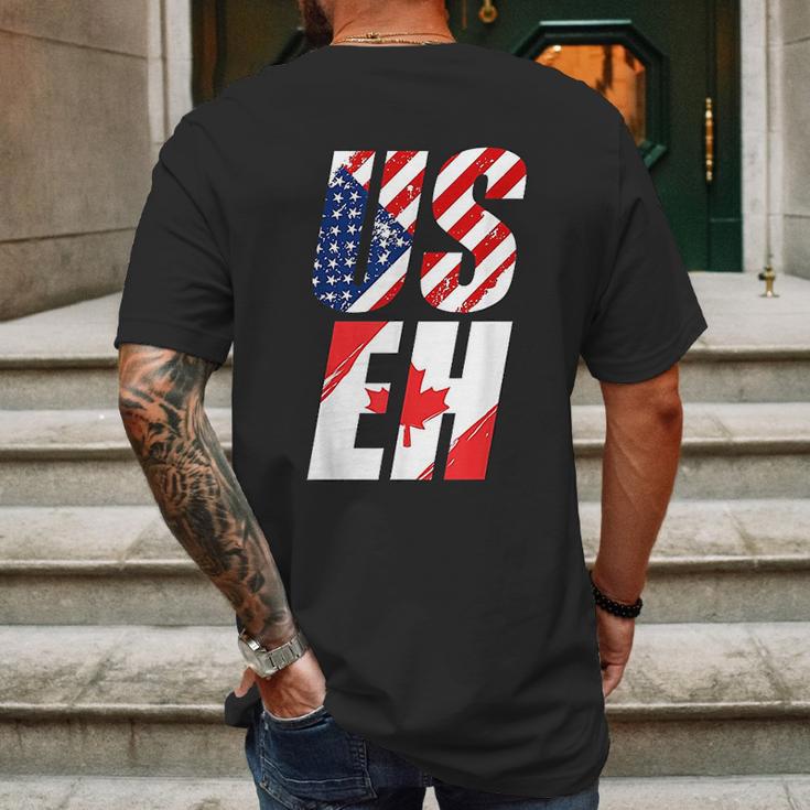 Canadian Flag American Usa Useh Canada Mens Back Print T-shirt Gifts for Men