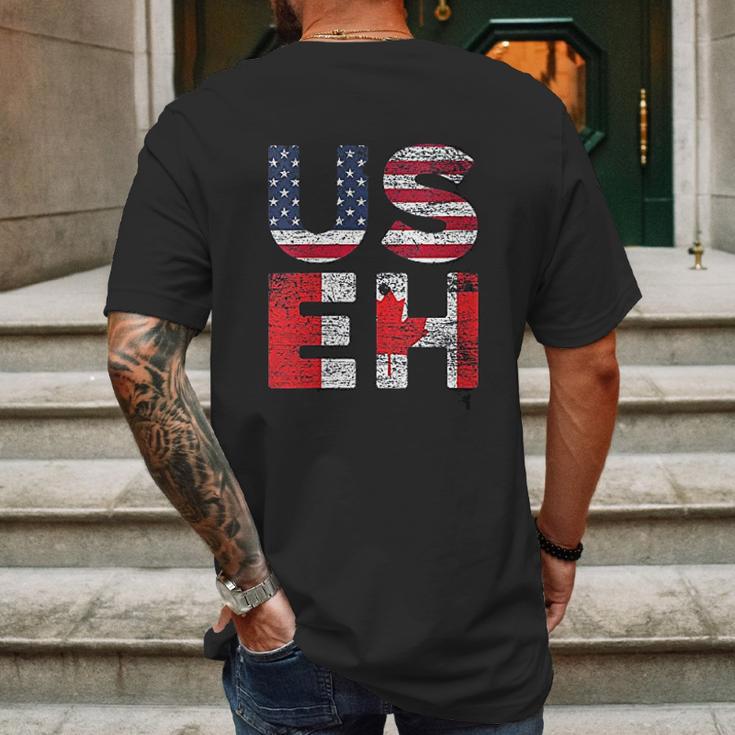 Canadian Pride American Usa Useh Us Flag Canada Mens Back Print T-shirt Gifts for Men