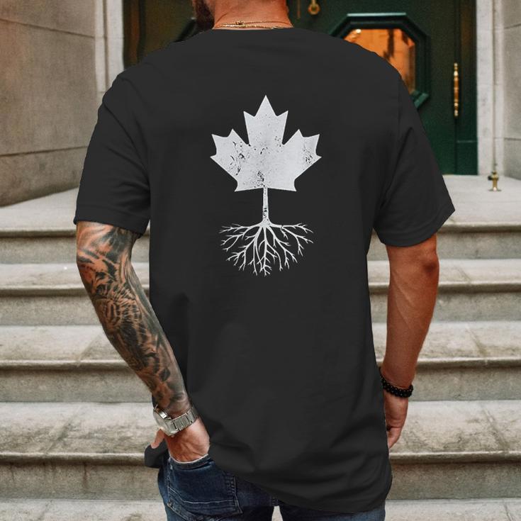 Canadian Roots Maple Leaf Canada Flag Design For Canadiens Mens Back Print T-shirt Gifts for Men