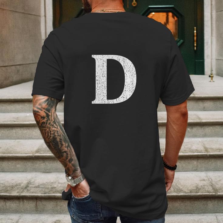 Capital Letter D Monogram Initial Mens Back Print T-shirt Gifts for Men