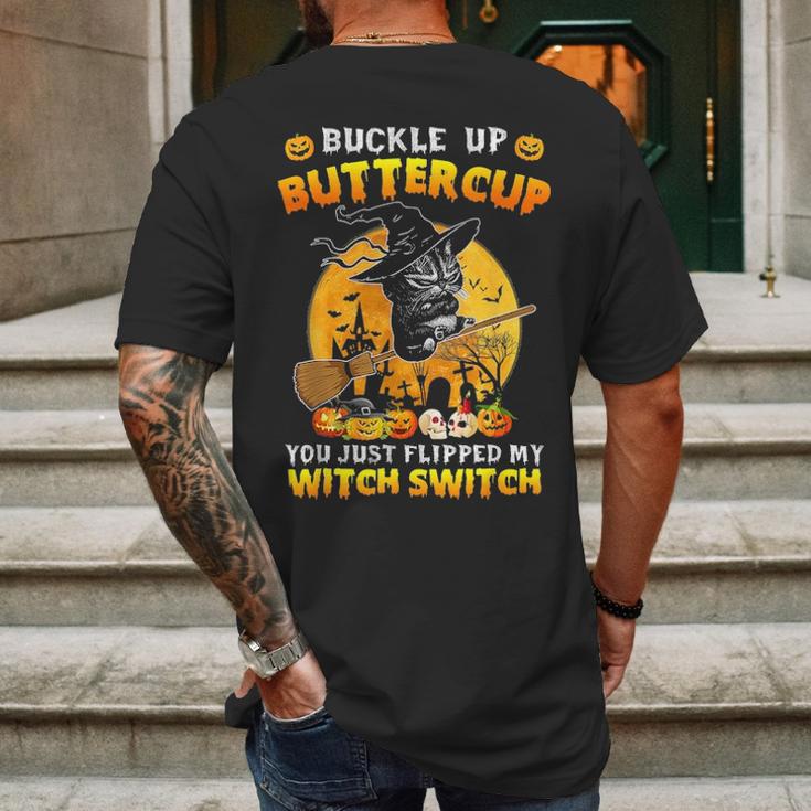 Cat Buckle Up Buttercup You Just Flipped My Witch Mens Back Print T-shirt Gifts for Men