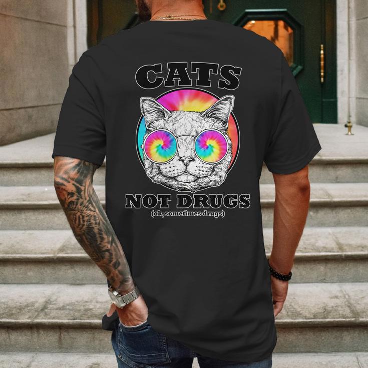 Cats Not Drugs Ok Sometimes Drugs Mens Back Print T-shirt Gifts for Men