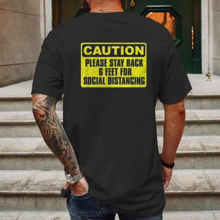 Caution Please Stay Back 6 Feet For Social Distancing Mens Back Print T-shirt Gifts for Men