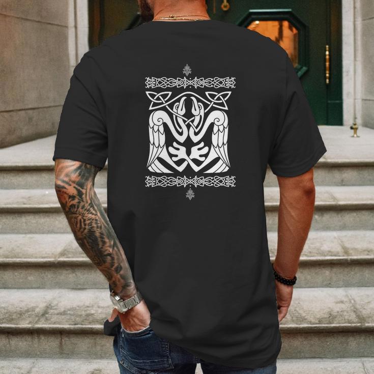 Celtic Heron Mens Back Print T-shirt Gifts for Men