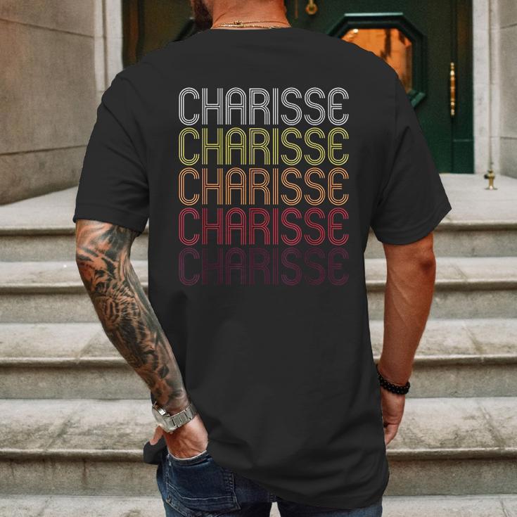 Charisse Retro Wordmark Patter Vintage Style Mens Back Print T-shirt Gifts for Men