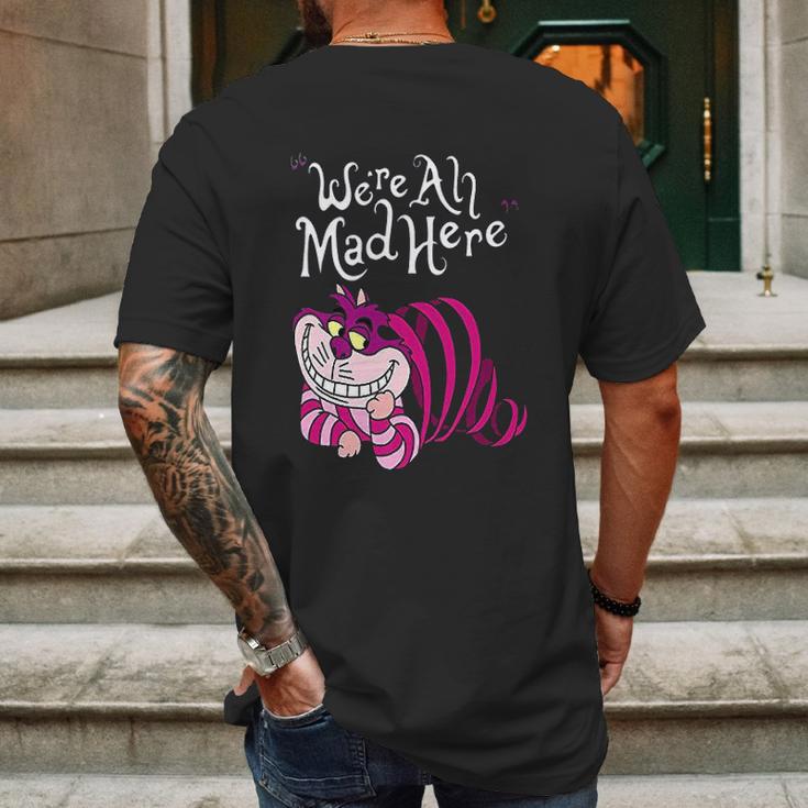 Cheshire Cat Were All Mad Here Cat Mens Back Print T-shirt Gifts for Men