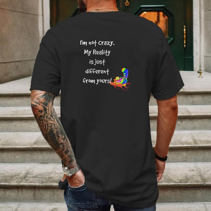 Cheshire Cat Quote Alice In Wonderland Costume Im Not Crazy Mens Back Print T-shirt Gifts for Men