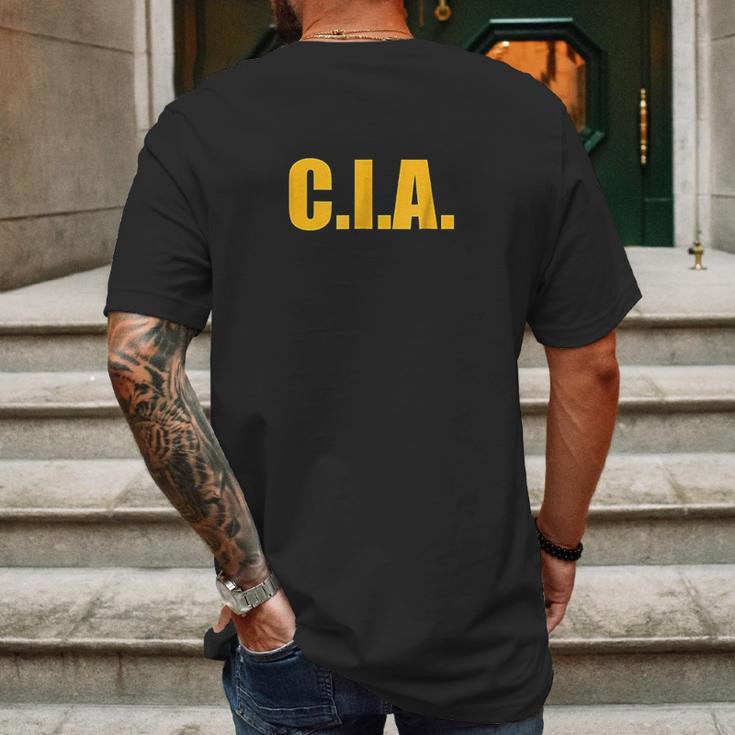 Cia Agent Funny Halloween Costume Navy Gold Mens Back Print T-shirt Gifts for Men