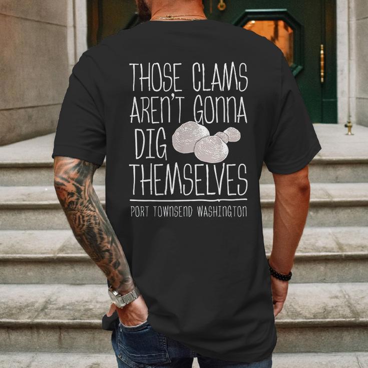 Clam Digger Fun Gift Port Townsend Washington Mens Back Print T-shirt Gifts for Men