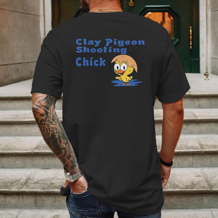 Clay Pigeon Shooting Chick Mens Back Print T-shirt Gifts for Men