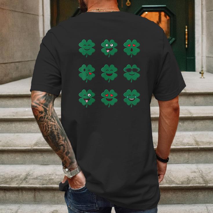 Clover Emojis St Patricks Day Emoticons Boys Girls Kids Mens Back Print T-shirt Gifts for Men