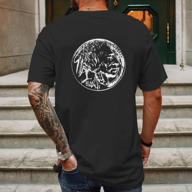 Coin Collector Showing A Buffalo Nickel Mens Back Print T-shirt Gifts for Men