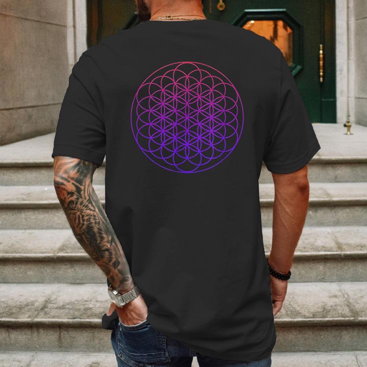 Cool Sacred Geometry Geometric Repeating Circles Trippy Yoga Mens Back Print T-shirt Gifts for Men