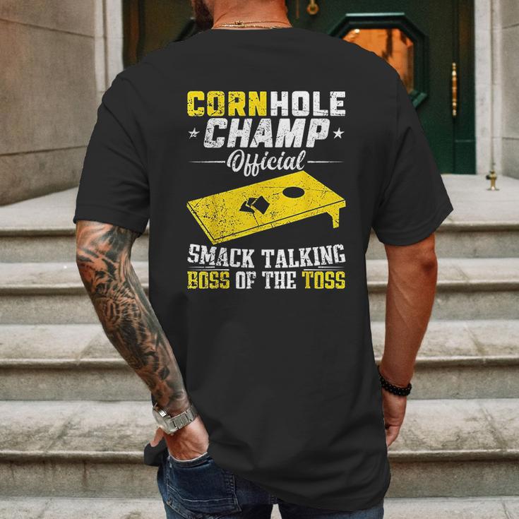 Cornhole Champion Gift Corn Hole Toss Boss Smack Talking Mens Back Print T-shirt Gifts for Men