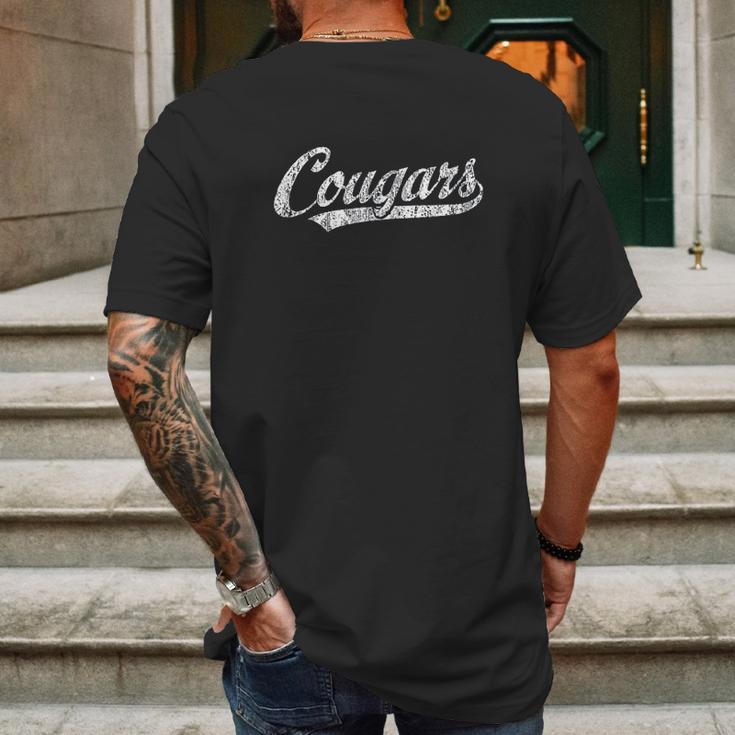 Cougars Mascot Vintage Sports Mens Back Print T-shirt Gifts for Men