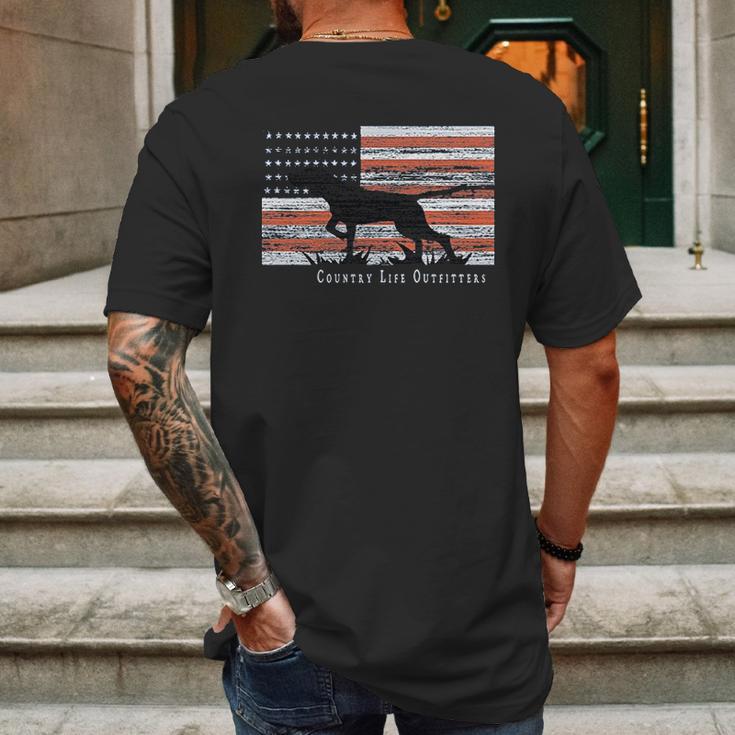 Country Life Outfitters Pointer Dog American Flag Mens Back Print T-shirt Gifts for Men