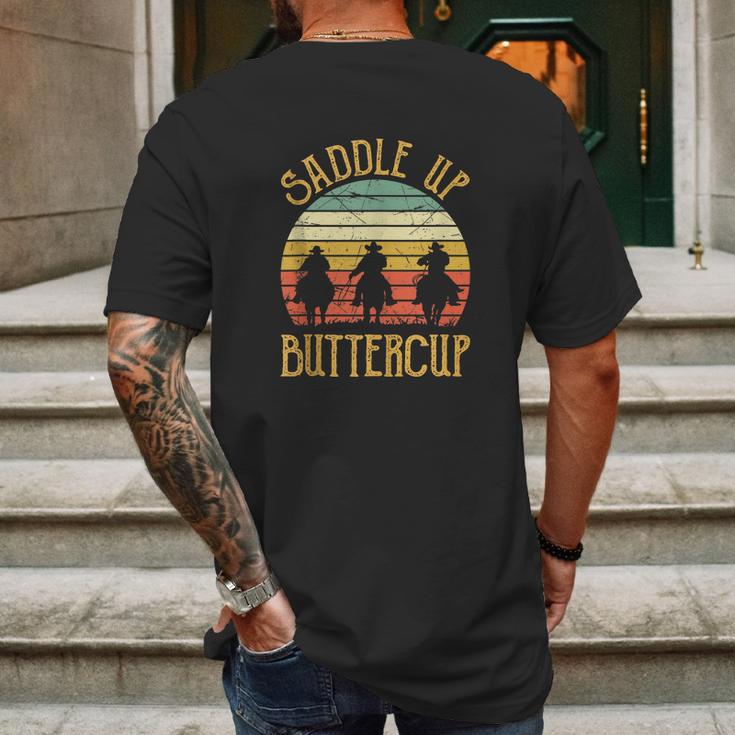 Cowboy Cowgirl Southern Western Saddle Up Buttercup Mens Back Print T-shirt Gifts for Men