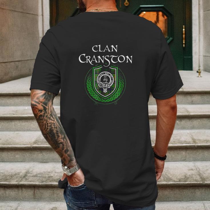 Cranston Surname Scottish Clan Tartan Crest Badge Mens Back Print T-shirt Gifts for Men