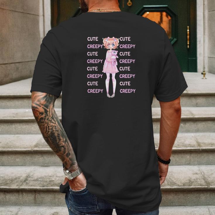 Creepy Cute Pastel Goth Doll Cyclops Bear Plushie Mens Back Print T-shirt Gifts for Men