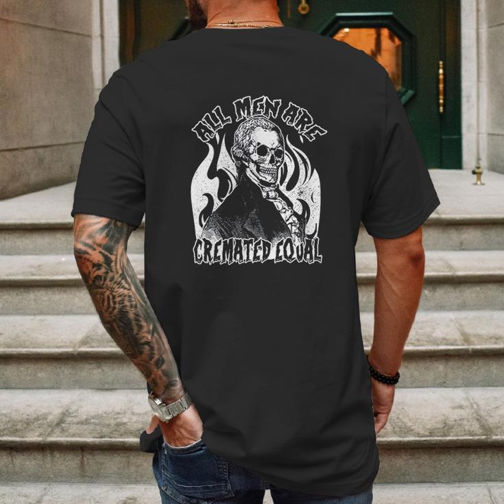 All Men Are Cremated Equal Goth Dead Body Coroner Halloween Mens Back Print T-shirt Gifts for Men