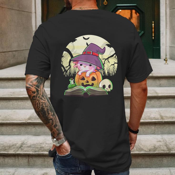 Cute Axolotl Halloween Costume Pumpkin Pastel Goth Graphic Design Printed Casual Daily Basic Mens Back Print T-shirt Gifts for Men