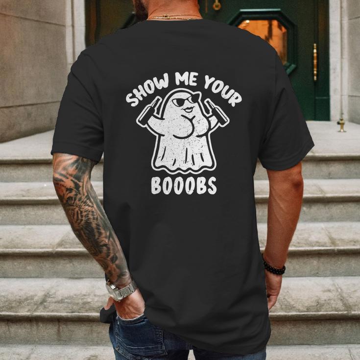 Cute Halloween Funny Halloween Day Show Me Your Booobs Funny Dumb Ghost Mens Back Print T-shirt Gifts for Men