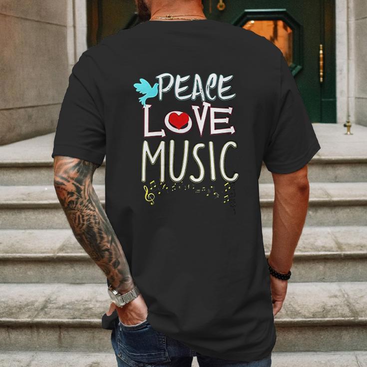 Cute Peace Love Music Hippie Hipster Festival Mens Back Print T-shirt Gifts for Men