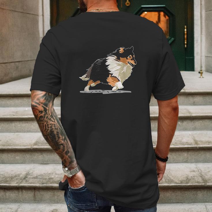 Cute Sheltie Shetland Sheepdog Mens Back Print T-shirt Gifts for Men