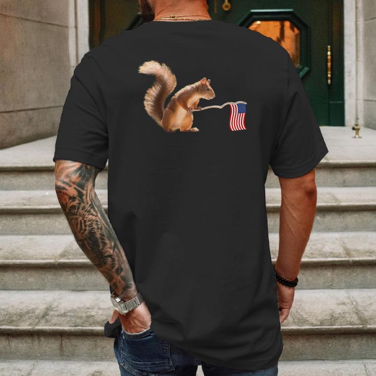 Cute Squirrel Usa Flag World War Champs July 4Th Mens Back Print T-shirt Gifts for Men