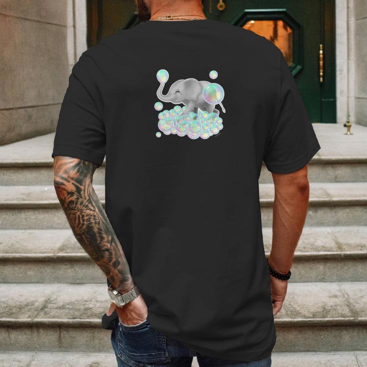 Cutest Elephant Colorful Pastel Bubbles Mens Back Print T-shirt Gifts for Men