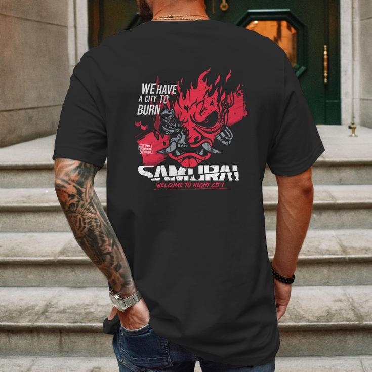 Cyberpunk Samurai Welcome To Night City Mens Back Print T-shirt Gifts for Men