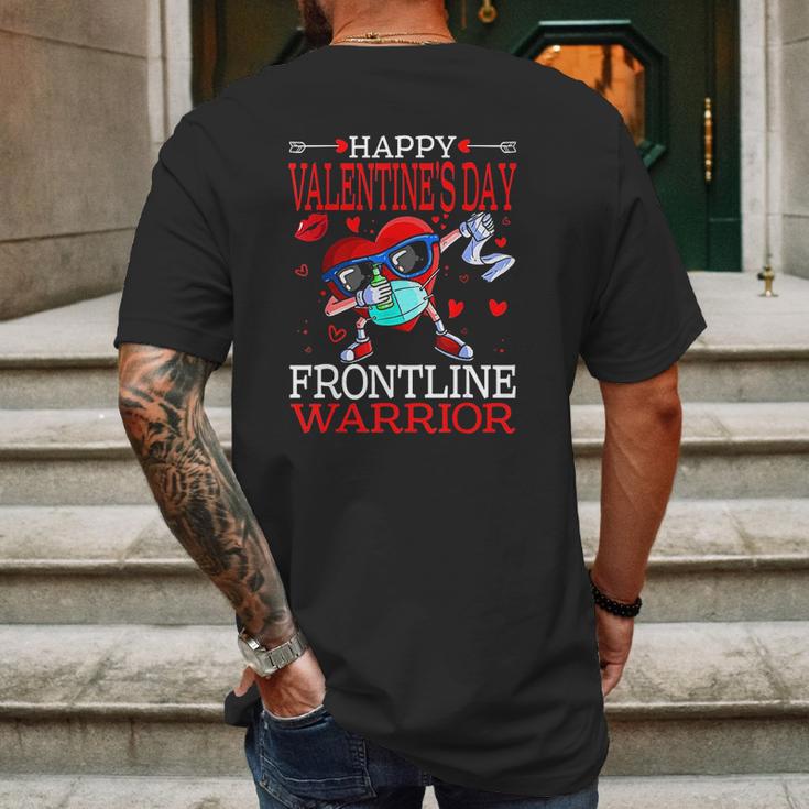 Dabbing Heart Masked Happy Valentines Day Frontline Warrior Mens Back Print T-shirt Gifts for Men