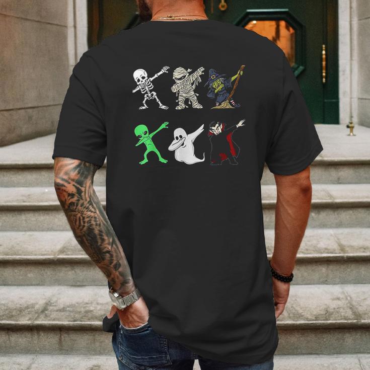 Dabbing Skeleton And Monsters Halloween Dracula Mens Back Print T-shirt Gifts for Men