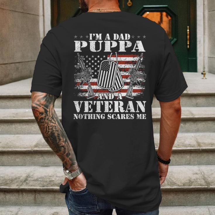 Im A Dad Puppa And A Veteran Nothing Scares Me Mens Back Print T-shirt Gifts for Men