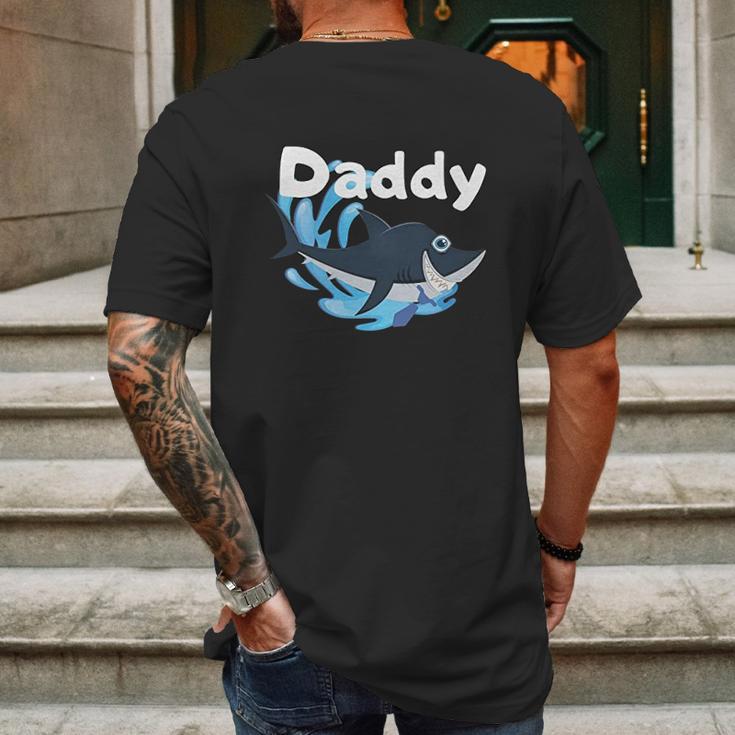 Daddy Shark Cartoon Gift Dad Birthday Gifts Mens Back Print T-shirt Gifts for Men