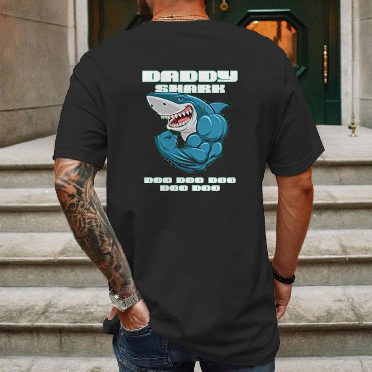 Daddy Shark Doo Doo Fathers Day Funny Gift Mens Back Print T-shirt Gifts for Men