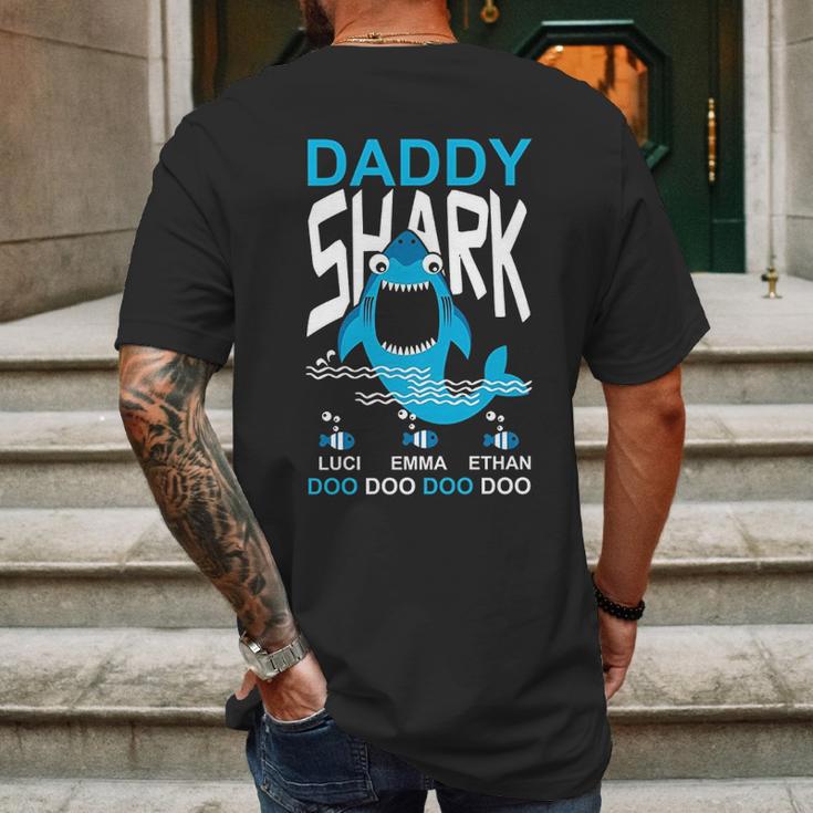 Daddy Shark Kids Name Mens Back Print T-shirt Gifts for Men