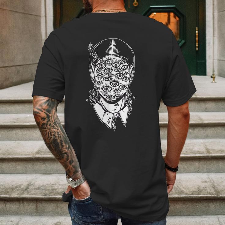 Dali Surreal Noir Retro Eyes On Face Tattoo Art Mens Back Print T-shirt Gifts for Men