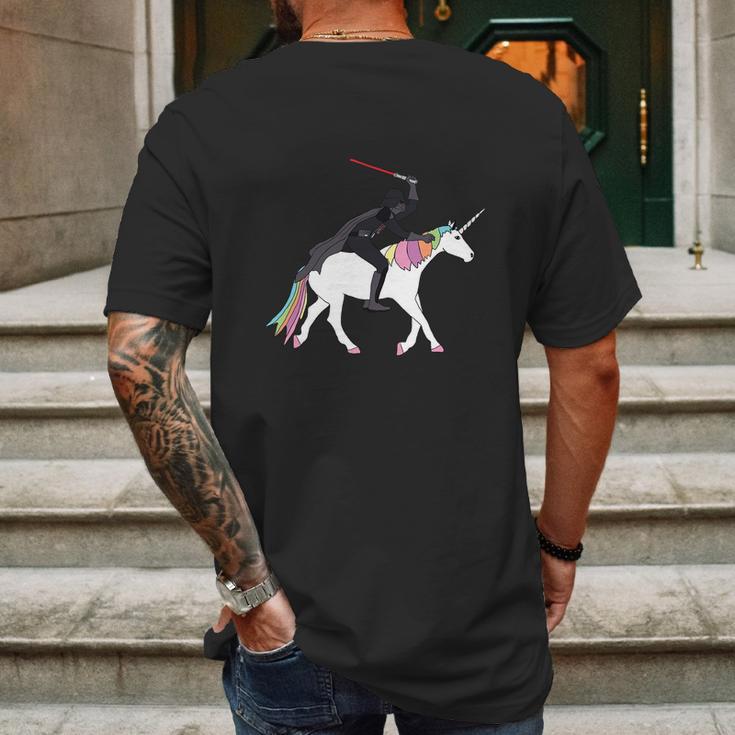 Darth Vader Is Riding The Unicorn Mens Back Print T-shirt Gifts for Men