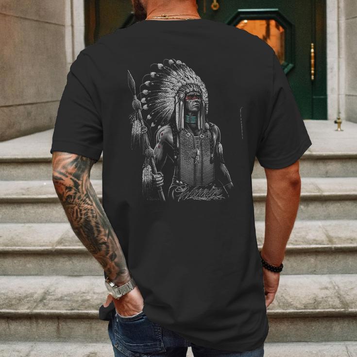 David Gonzales Mens Native American Indian Warrior Mens Back Print T-shirt Gifts for Men