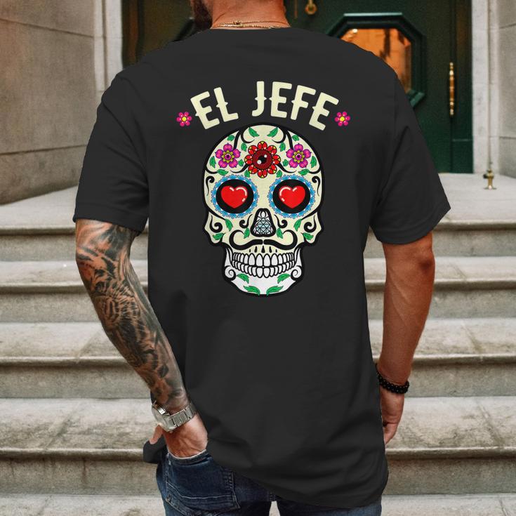 Day Of The Dead Mexico El Jefe Boss Sugar Skull Halloween Mens Back Print T-shirt Gifts for Men