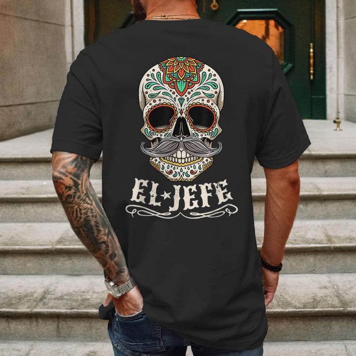 Day Of The Dead Mexico El Jefe Boss Sugar Skull Halloween Mens Back Print T-shirt Gifts for Men